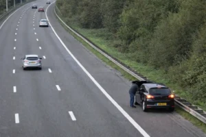 image shows a break down on highway